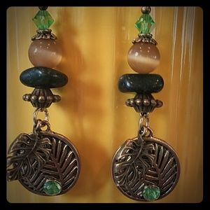 Handcrafted leaf, stones and Swarovski CRYSTALS EA